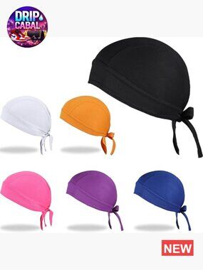 6 Pack Sweat Wicking Skull Caps Beanie Durags for Motorcycle Sports